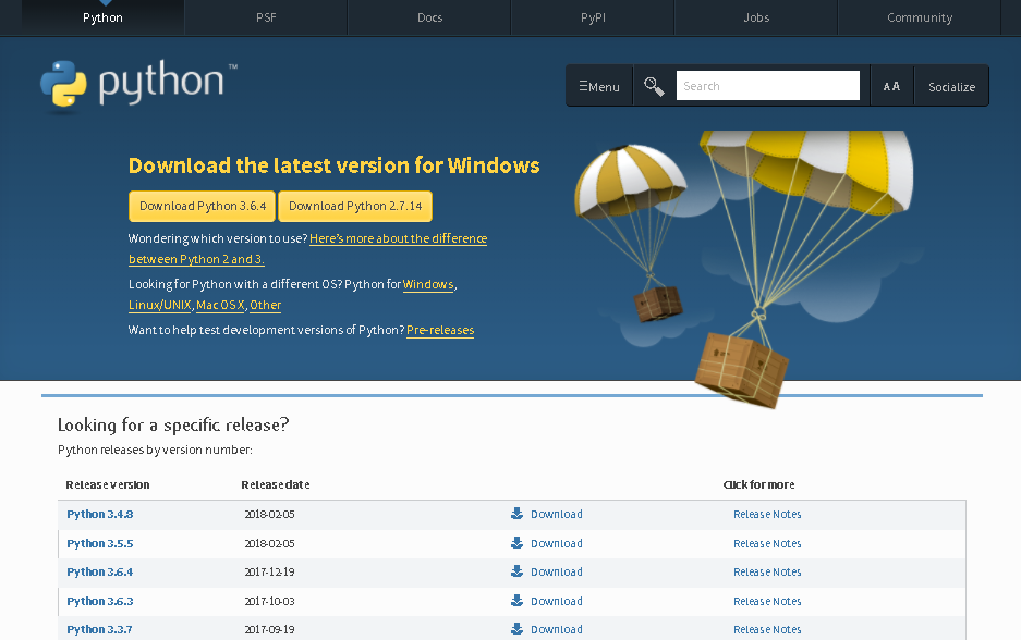 Python download page Python download page